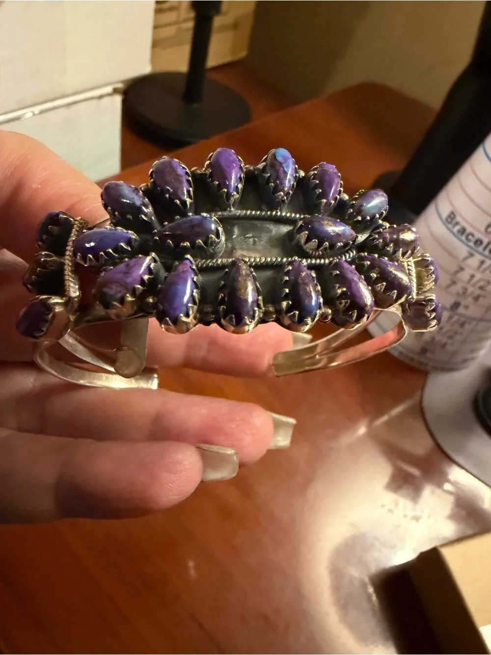 925 Sterling Purple Mohave Southwestern Cluster  Cuff Bracelet 7” - 27.3 g